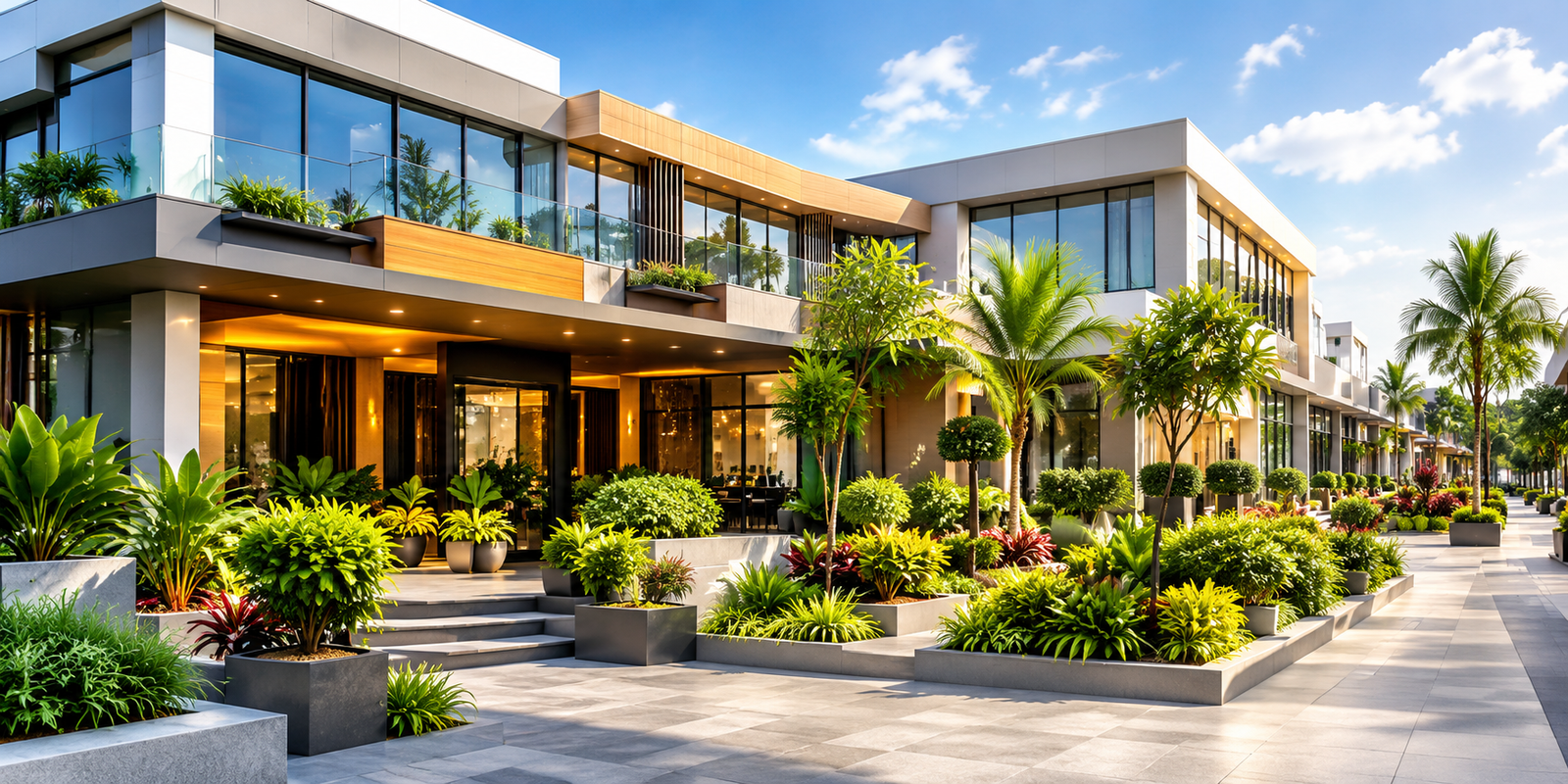Commercial property with landscaped garden