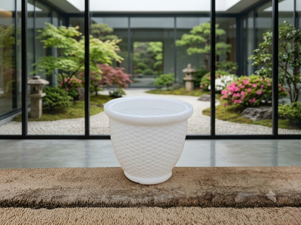 Arya Plastic Pot| White Colour| 12"Inch