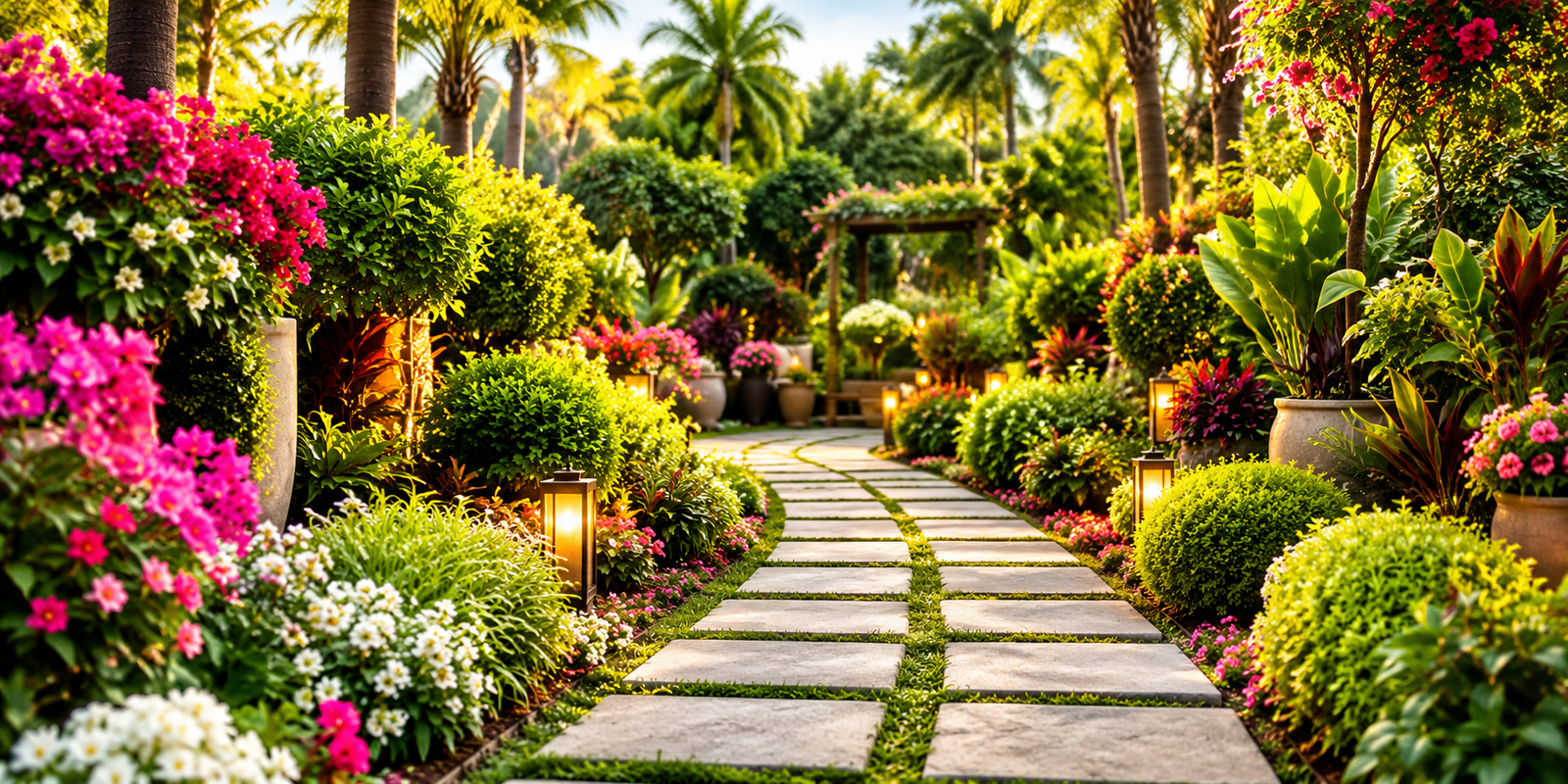 Existing lush garden with colorful flowers