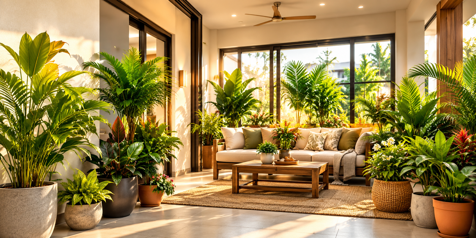 Beautiful home garden with plants